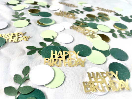 120 Piece Sage Green Happy Birthday Confetti