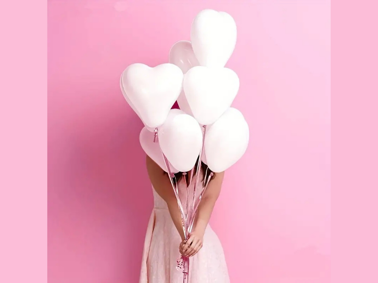 Set of 30 Piece White Heart Shaped Latex Balloon