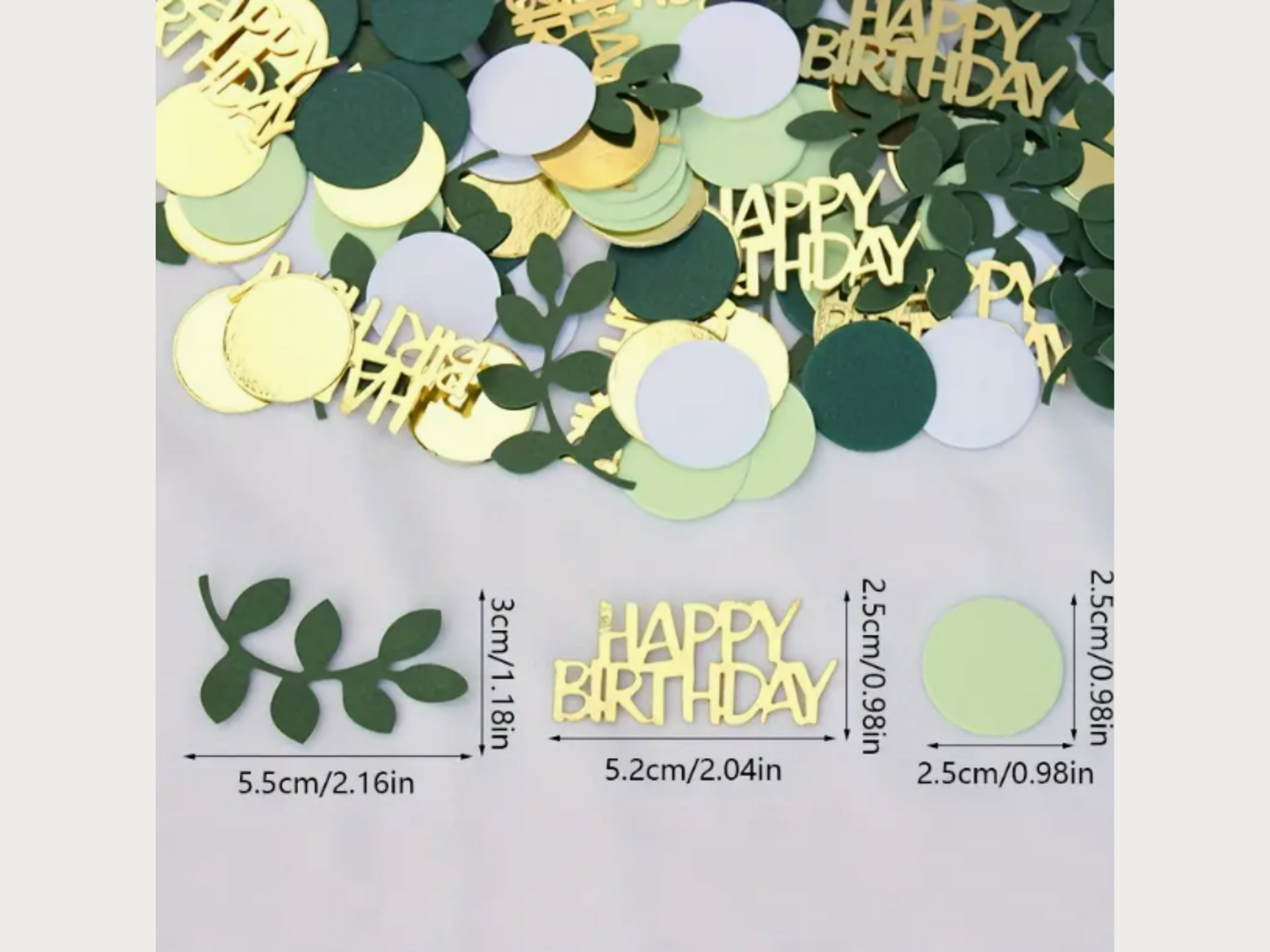 120 Piece Sage Green Happy Birthday Confetti