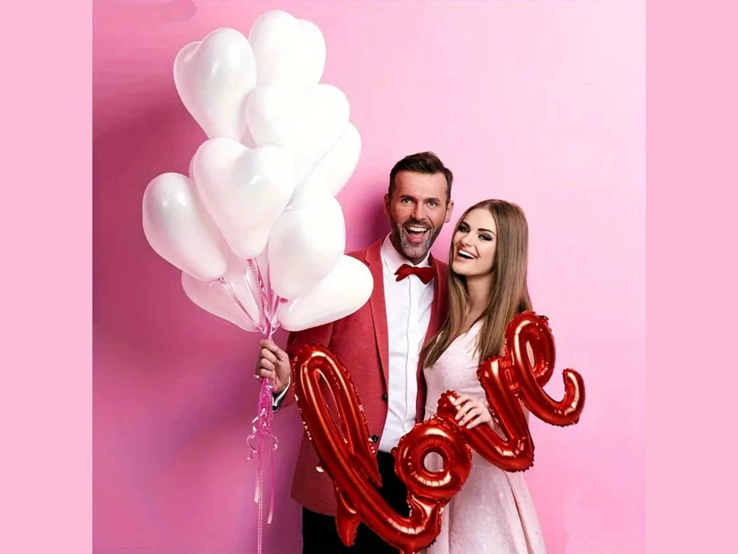 Set of 30 Piece White Heart Shaped Latex Balloon