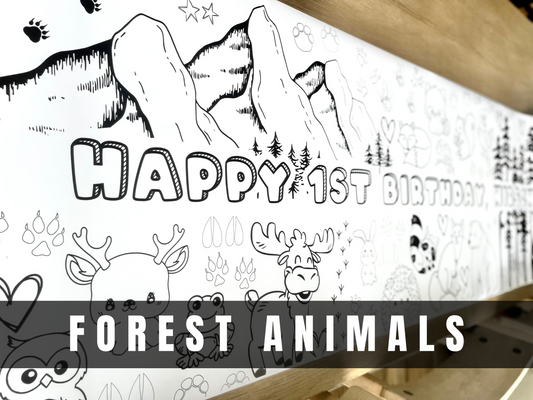 Forest Animal Greenery Coloring Banner