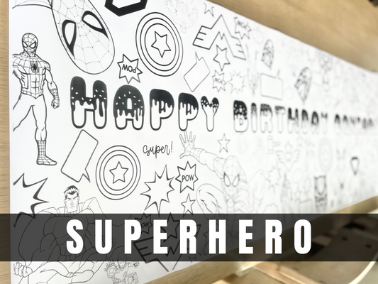 Super Hero Theme 6ft Birthday Coloring Banner Tablecloth