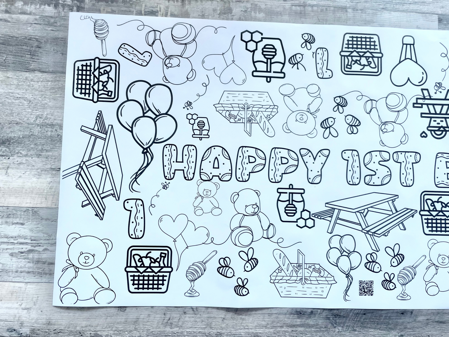 Teddy Bear Theme Coloring Banner