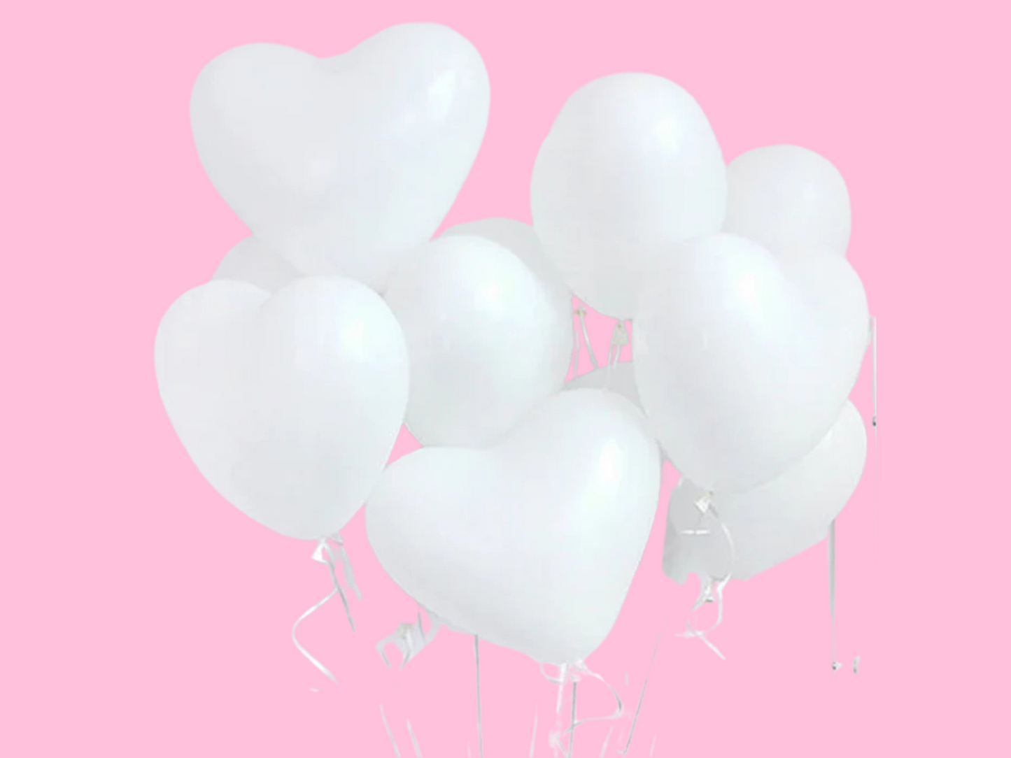 Set of 30 Piece White Heart Shaped Latex Balloon