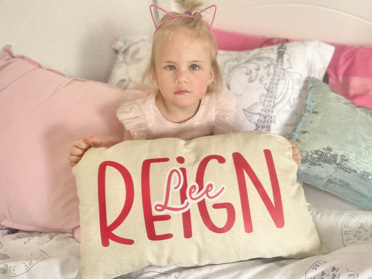 Personalized Kid Pillowcase Pink Girl Bedroom Decor, Name Pillow Cover