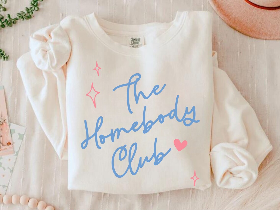 The Homebody Club Comfort Colors Blue and Pink Sweater