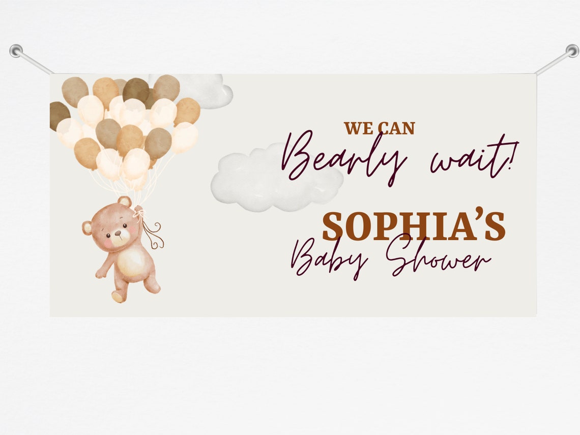 Personalized Brown Teddy Bear Welcome Baby Shower