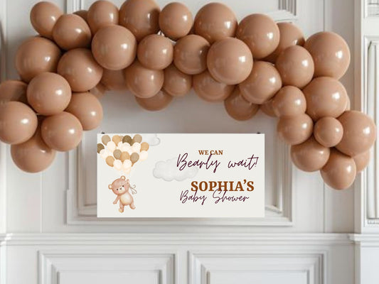 Personalized Brown Teddy Bear Welcome Baby Shower