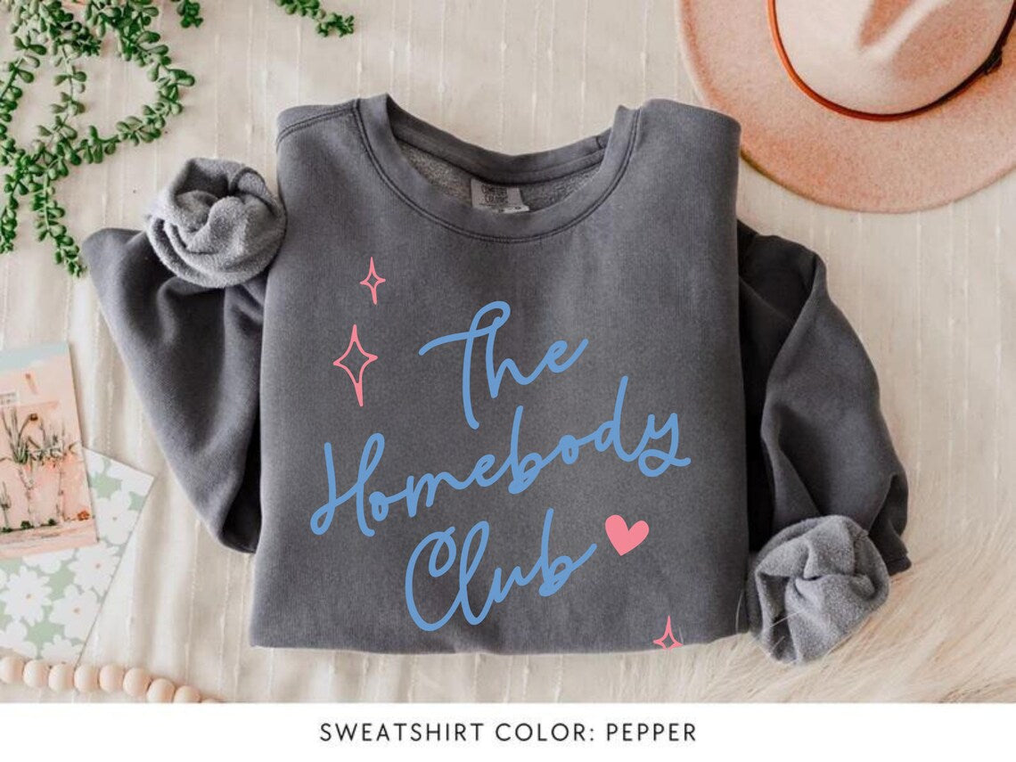 The Homebody Club Comfort Colors Blue and Pink Sweater