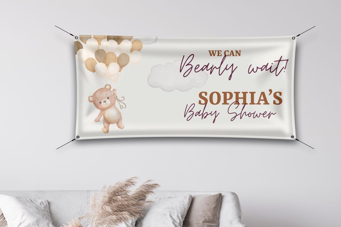 Personalized Brown Teddy Bear Welcome Baby Shower