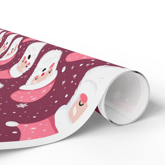 Happy Santa Cute Pink Gift Wrap