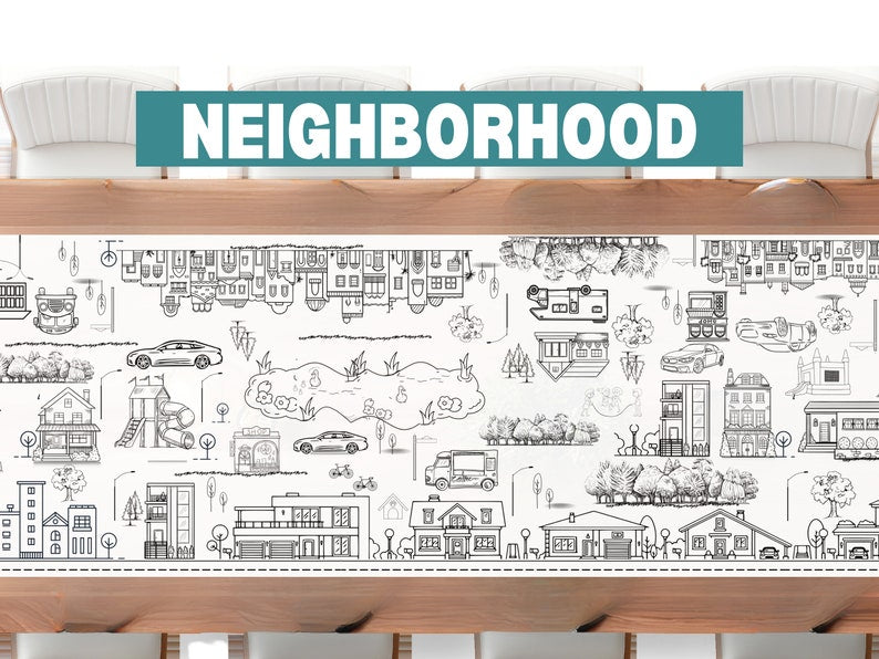 Neighborhood Theme Coloring Banner