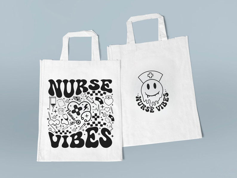 Retro Nurse Front and Back Tote Bag Gift