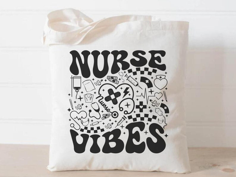 Retro Nurse Front and Back Tote Bag Gift