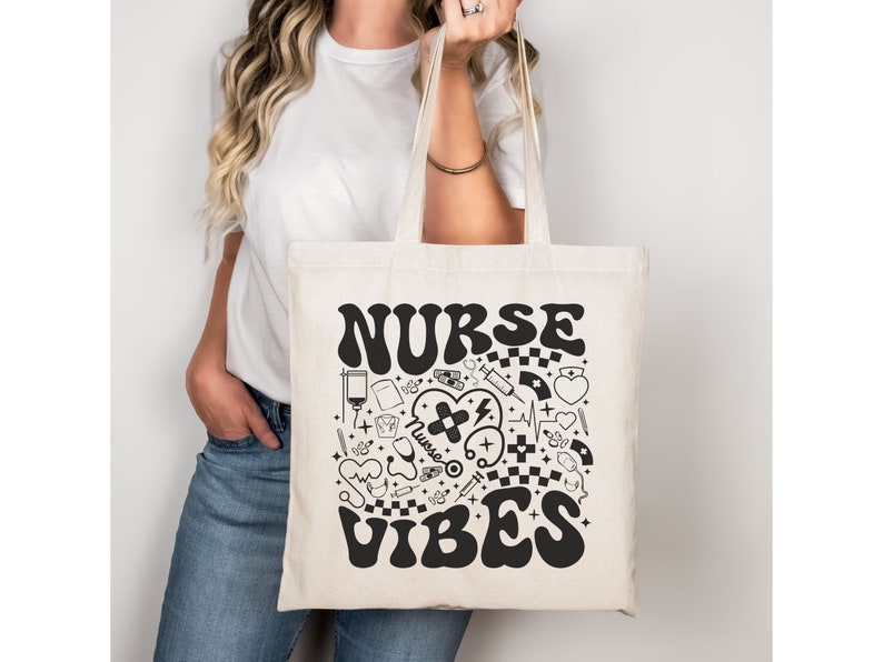 Retro Nurse Front and Back Tote Bag Gift