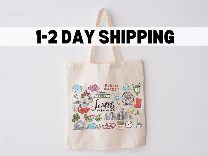 Seattle Cityscape Tote Bag Gift