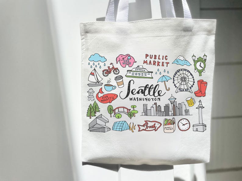 Seattle Cityscape Tote Bag Gift