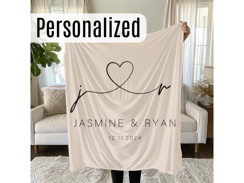 Personalized Wedding Couple Fleece Throw Blanket