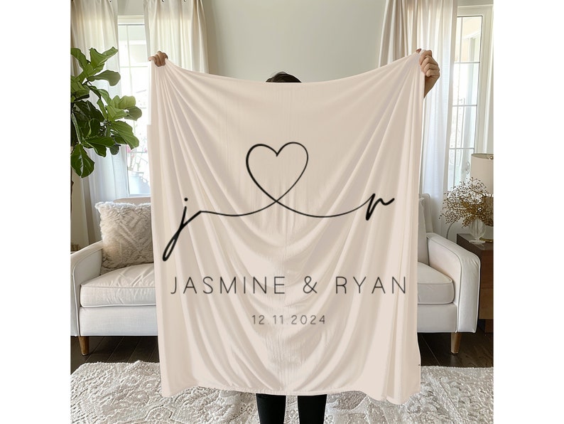 Personalized Wedding Couple Fleece Throw Blanket