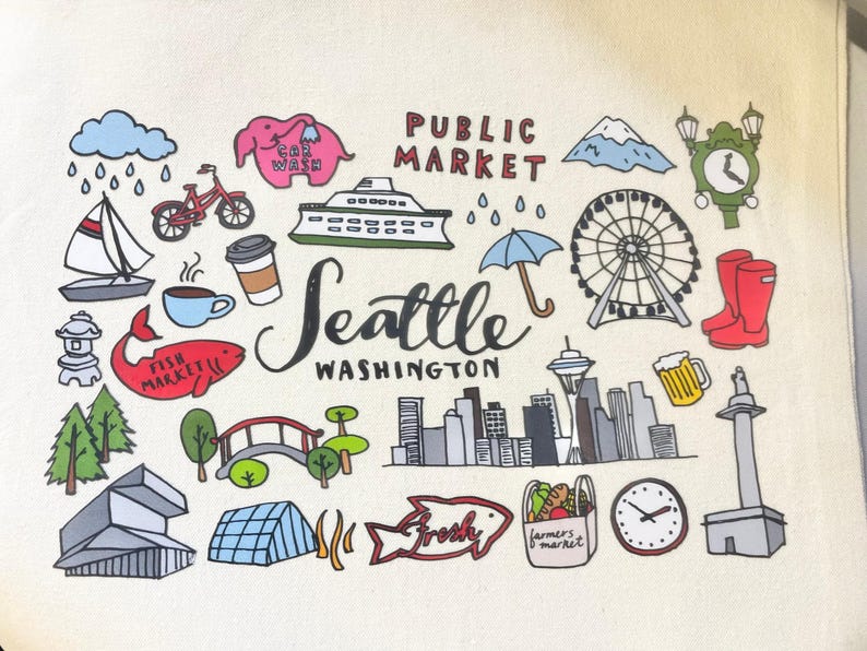 Seattle Cityscape Tote Bag Gift