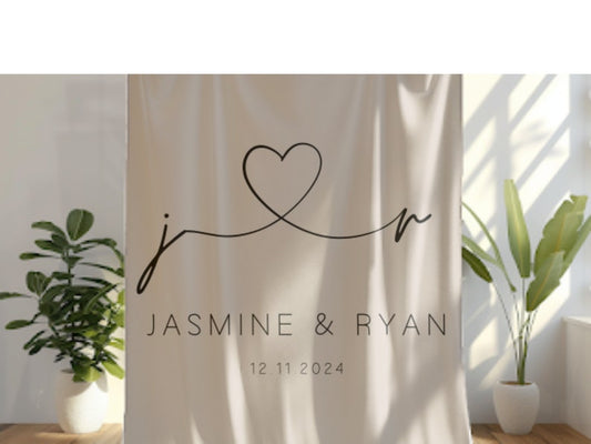 Personalized Wedding Couple Fleece Throw Blanket