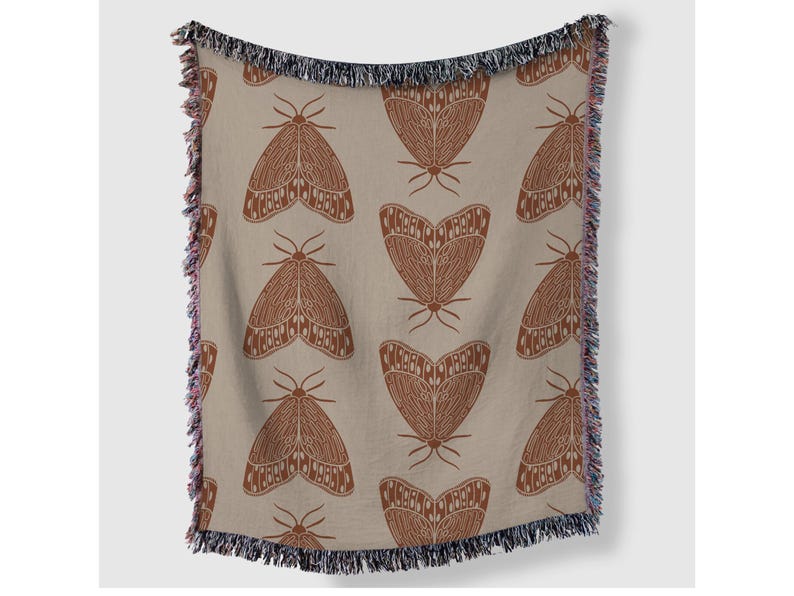 100% Cotton Vintage Woven Moth Throw Blanket