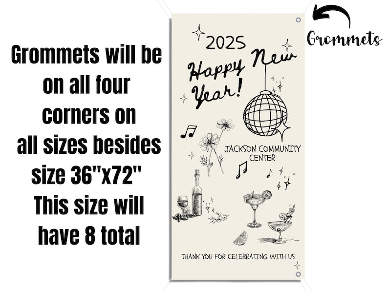 Custom New Year's Eve Party Backdrop Banner