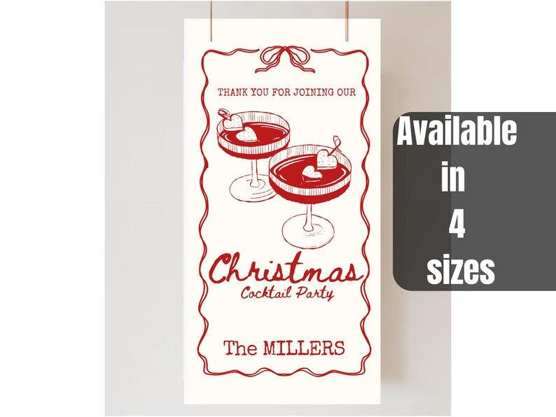 Wavy Red Custom Christmas Party Banner