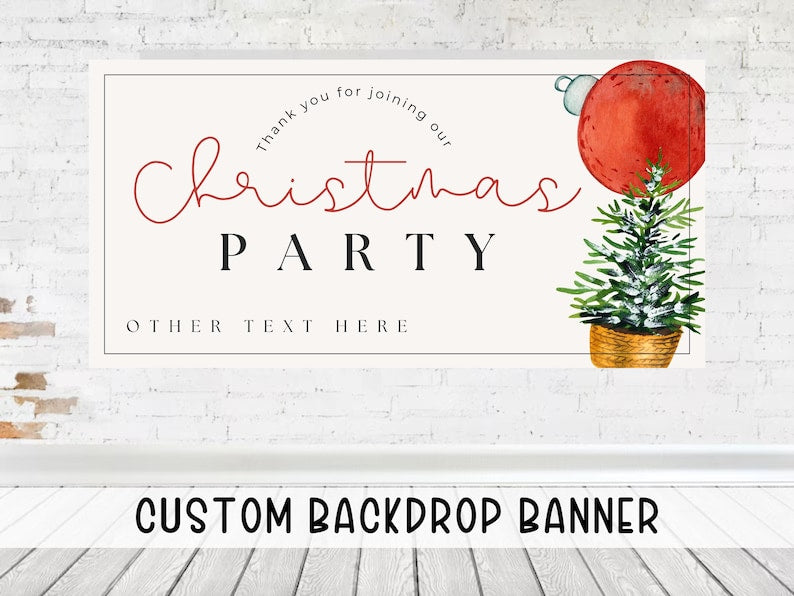 Custom Horizontal Christmas Party Banner - Modern Christmas Theme Photo Prop