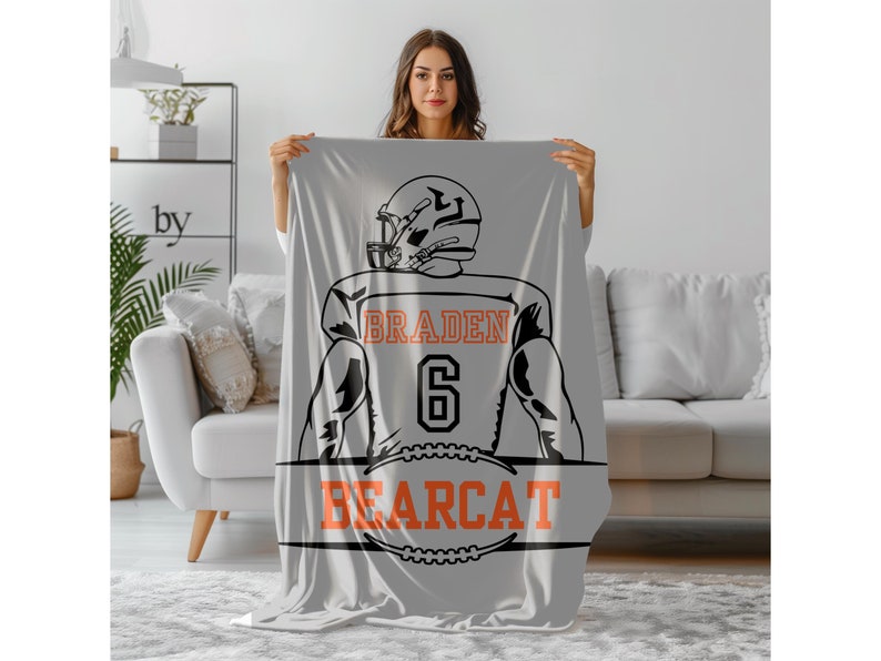 Personalized Football Player Blanket – Custom Name, Number, and Team Colors - Sports Gift for Boys