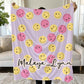 Personalized Girl’s Name Blanket – Customized Smiley Minky Blanket – Ideal Gift for Kids & Teens – Retro & Modern Design