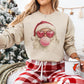 Trendy Santa Sweatshirt - Cute Christmas Bubblegum Santa with Heart Sunglasses Graphic