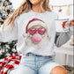 Trendy Santa Sweatshirt - Cute Christmas Bubblegum Santa with Heart Sunglasses Graphic