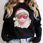 Trendy Santa Sweatshirt - Cute Christmas Bubblegum Santa with Heart Sunglasses Graphic