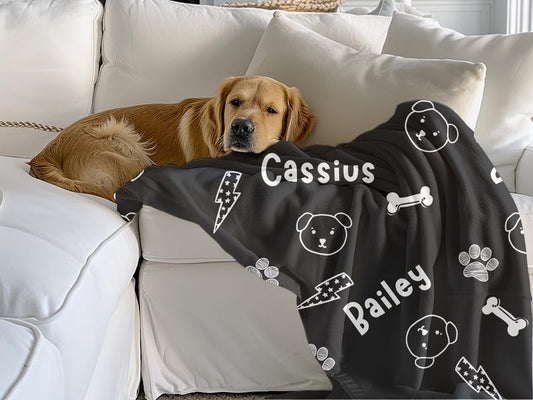 Personalized Dog Name Blanket - Custom Fleece Dog Bed for Pet Lovers