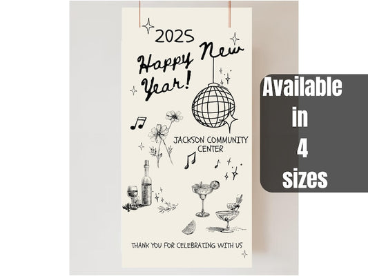 Custom New Year's Eve Party Backdrop Banner