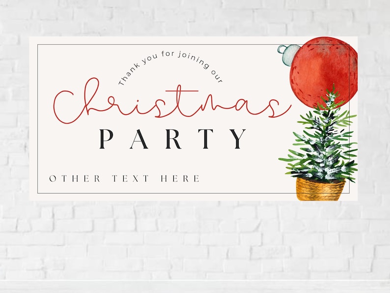 Custom Horizontal Christmas Party Banner - Modern Christmas Theme Photo Prop