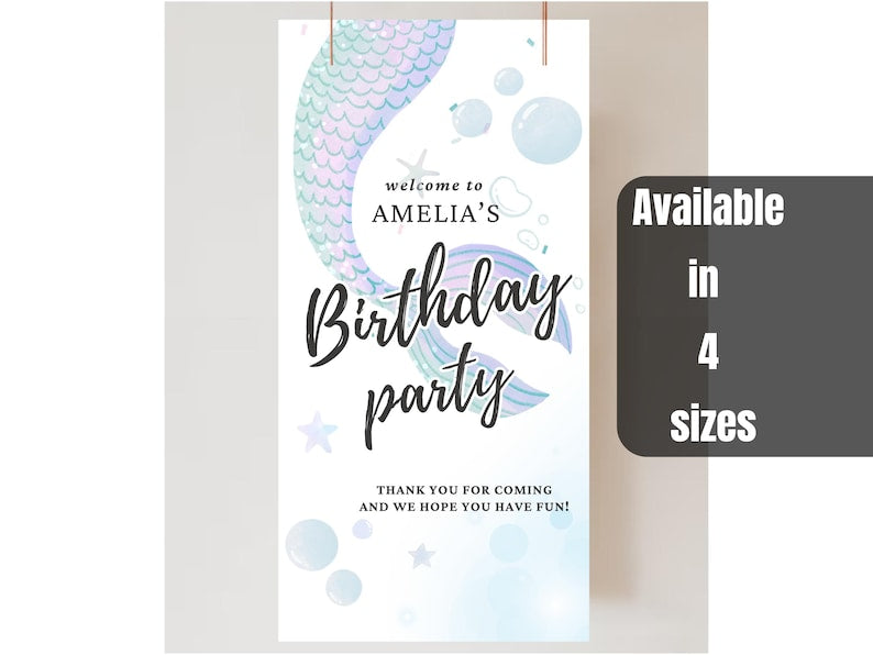 Little Mermaid Birthday Backdrop Banner