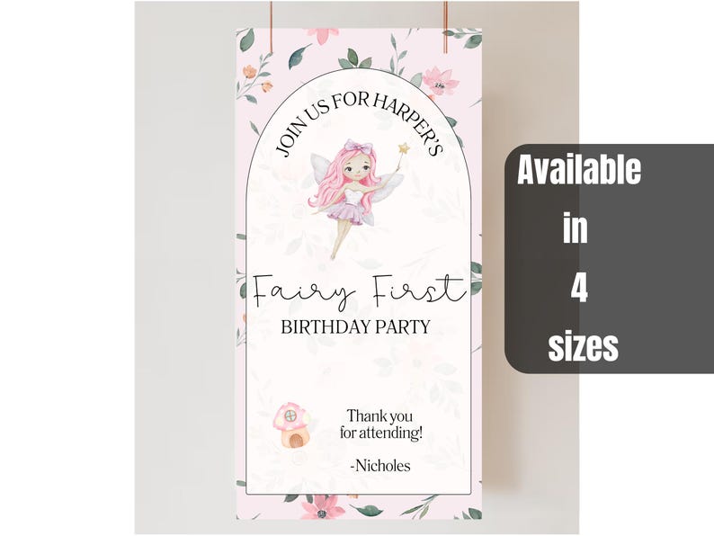 Fairy Whimsical Birthday Custom Name Banner