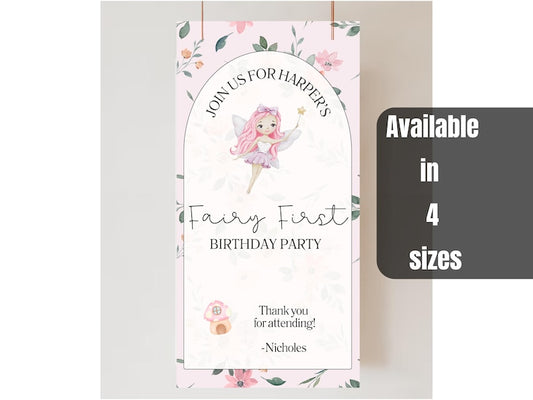 Fairy Whimsical Birthday Custom Name Backdrop Banner