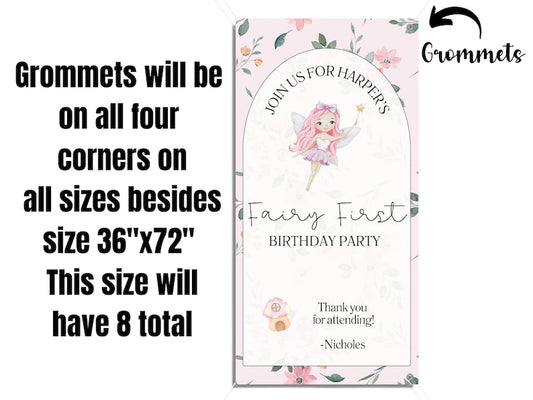 Fairy Whimsical Birthday Custom Name Backdrop Banner