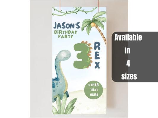 Dinosaur "Three-Rex" Birthday Custom Backdrop