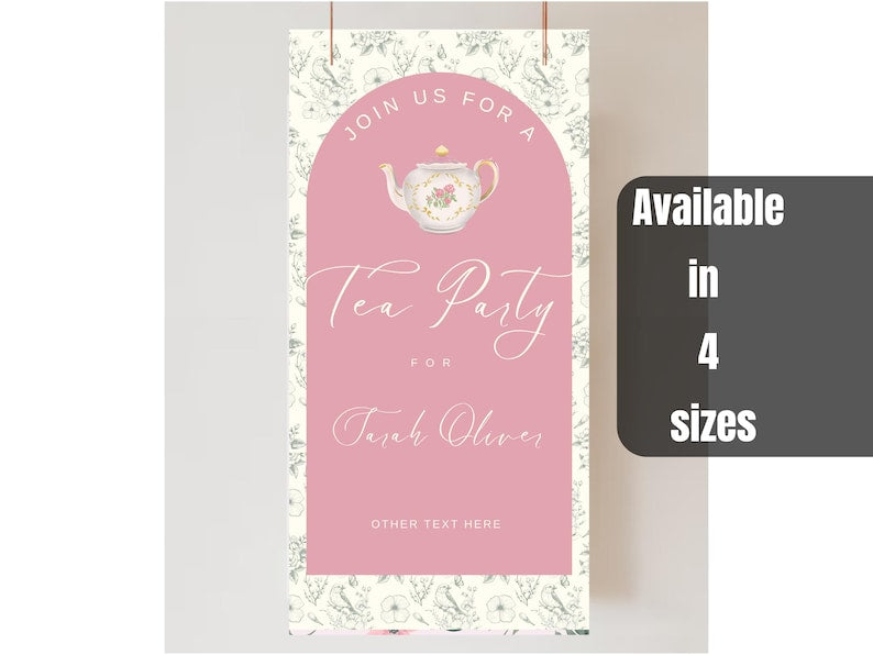 Whimsical Tea Party Birthday Banner