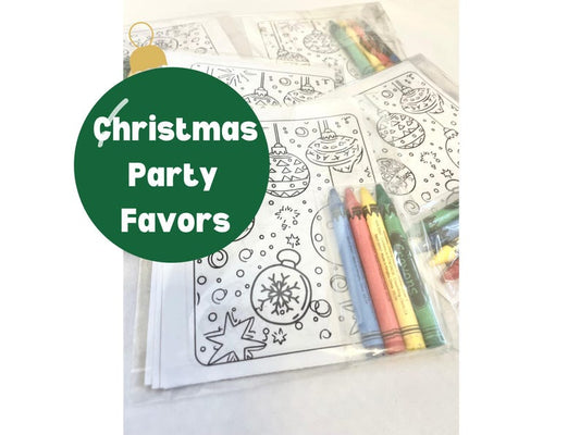 Christmas Party Favor Coloring Sheets - Kid Party School Event Party Bag Activity - Goody Bag Winter Break Activity