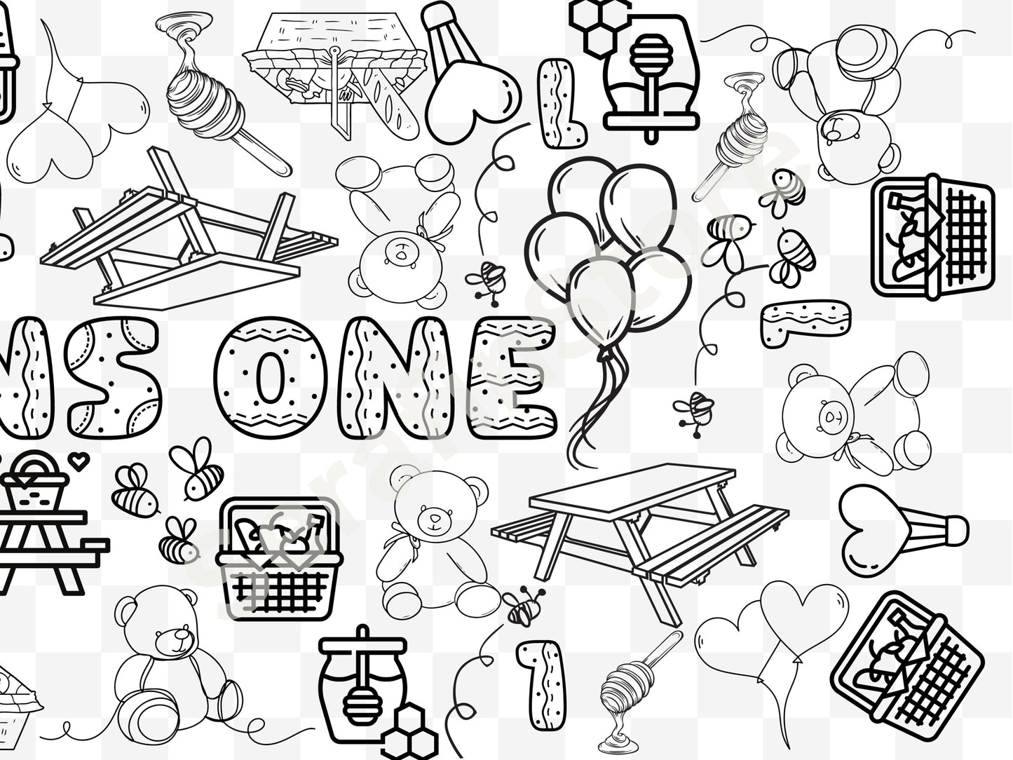 Teddy Bear Theme Coloring Banner