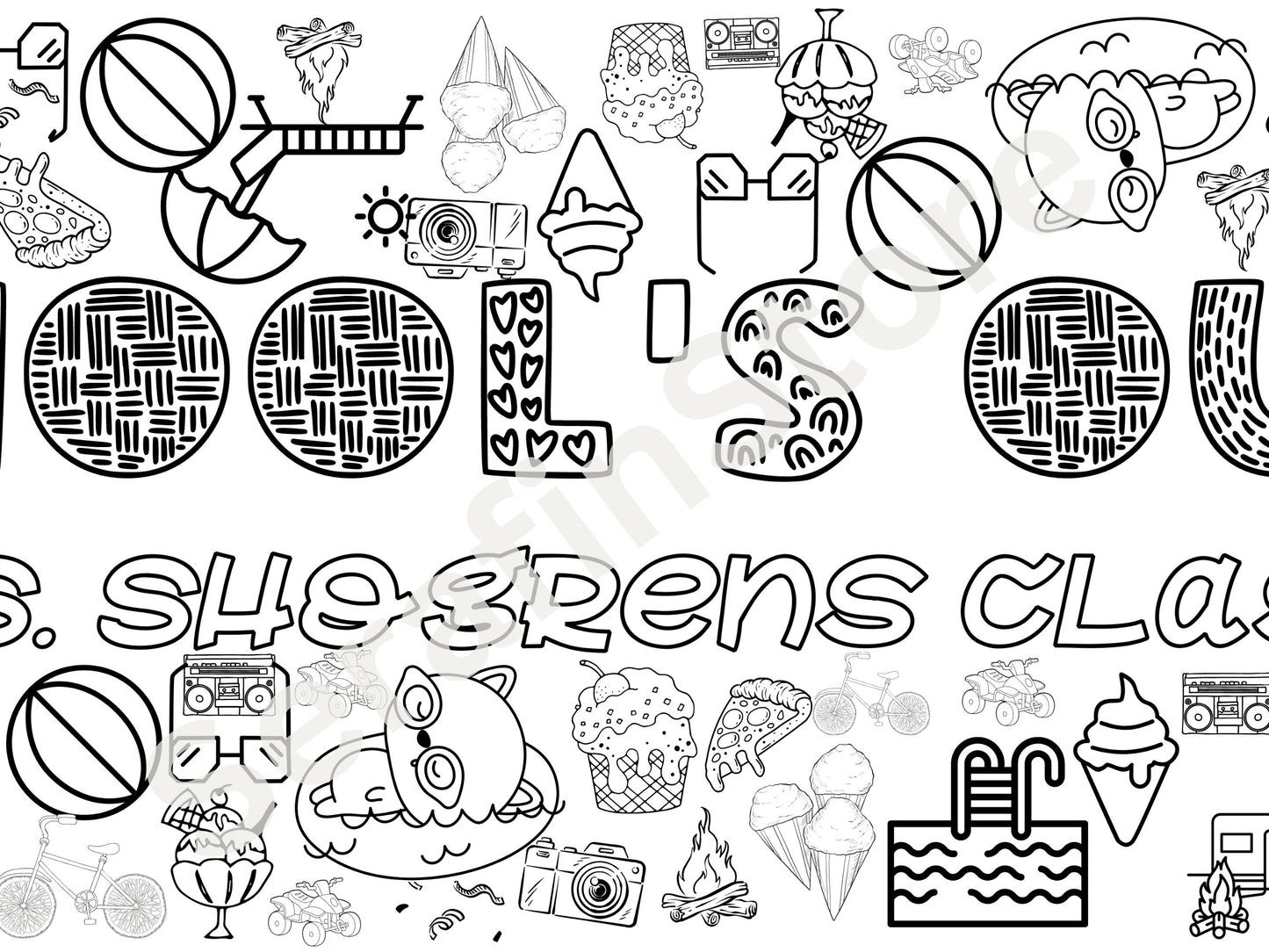 Schools Out Coloring Banner