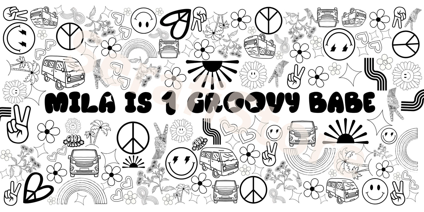 Groovy Peace Sign Happy Smiley Face Coloring