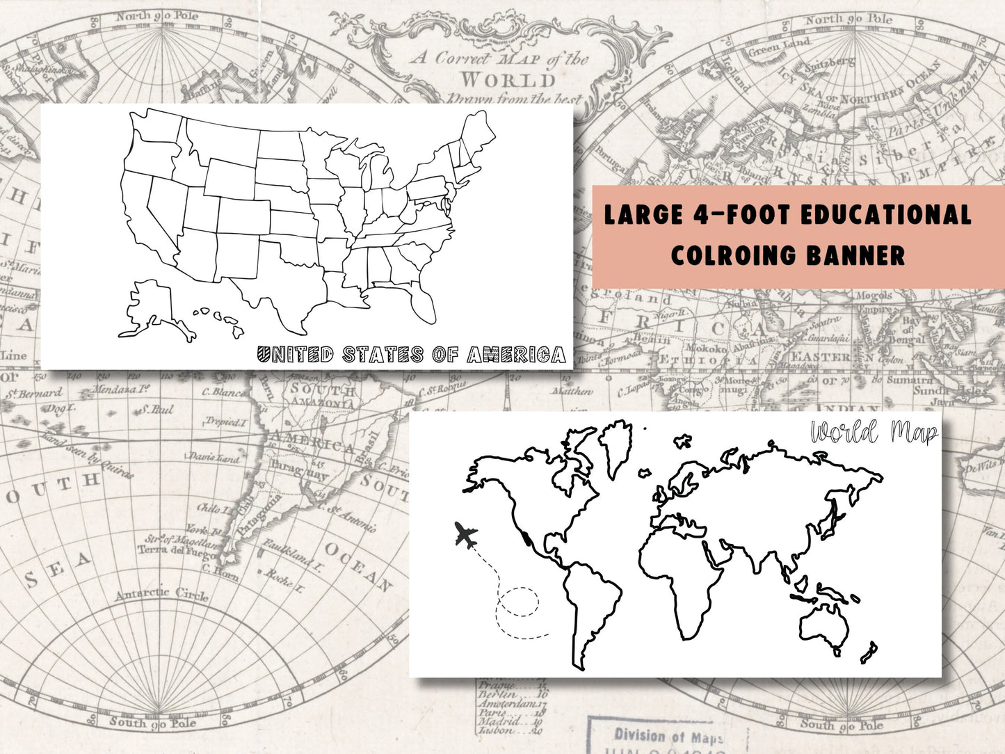 Large School World Map Coloring Activity