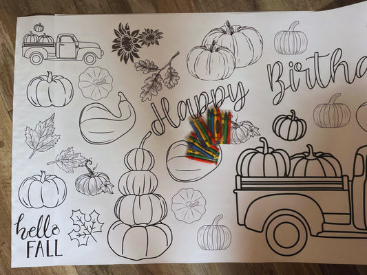 Fall Theme Thanksgiving Coloring Banner