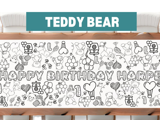 Teddy Bear Theme Coloring Banner